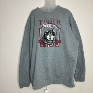 Timber Wolf Ridge Oversized y2K cozy Gray Grey Crewneck Sweatshirt 2XL